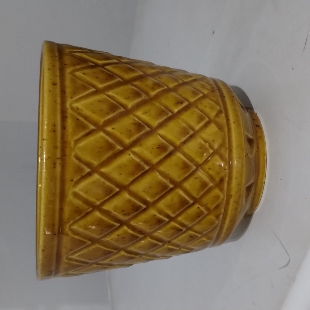 HAEGAR Gold Ceramic Planter Basket Weave Round Vintage